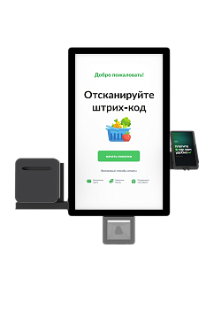 Киоск самообслуживания MS 24 Slim, 23.8", Full HD, P-CAP, J4125, RAM 8Gb / SSD 128Gb, сканер 2D Mindeo MP7188, без ккт, без терминала оплаты, без светофора, черный